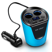 Load image into Gallery viewer, 12-24V 3.1A Dual USB Car Charger Adaptor With Voltage Current Display Charger Car Cup Holder 2 Sockets Cigarette Lighter