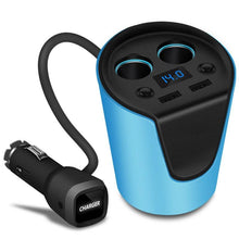 Load image into Gallery viewer, 12-24V 3.1A Dual USB Car Charger Adaptor With Voltage Current Display Charger Car Cup Holder 2 Sockets Cigarette Lighter