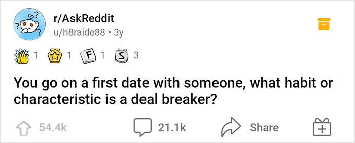 “You Go On A First Date With Someone, What Habit Or Characteristic Is A Deal Breaker?” (70 Answers)