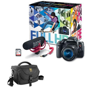 Canon EOS Rebel T6i DSLR Camera with 18-55mm Lens Video Creator Kit and Journey 34 DSLR Shoulder Bag (Black)