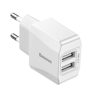 Baseus Dual USB Charger, Mobile Phone EU Charger Plug Travel Wall Charger Adapter For Iphone Ipad Samsung Xiaomi Phone Charger