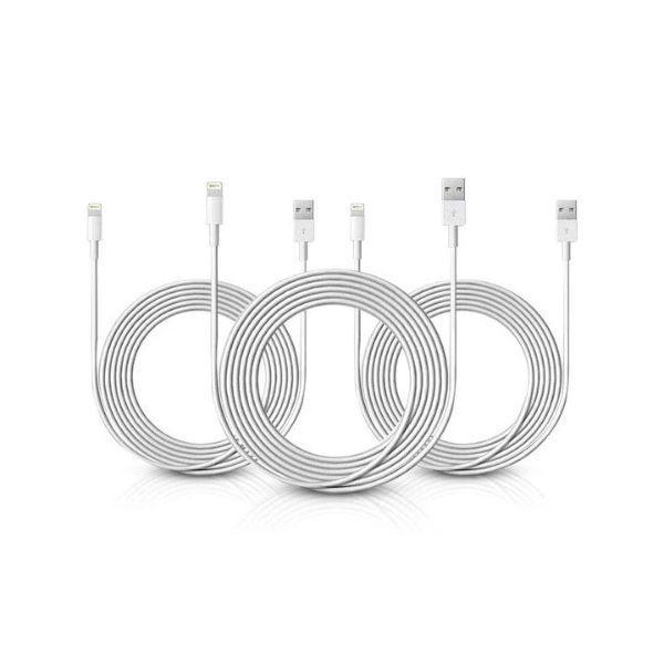 10-Foot Apple MFi-Certified Lightning Cables - 3 Pack
