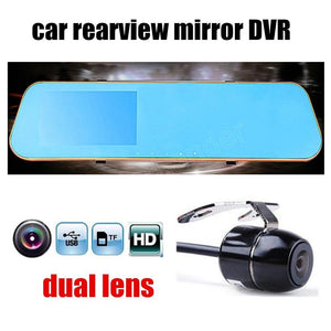 1080P Full HD Car DVR Blue Review Mirror Digital Video Recorder Auto Registrator Camcorder  with dual lens  rear camera