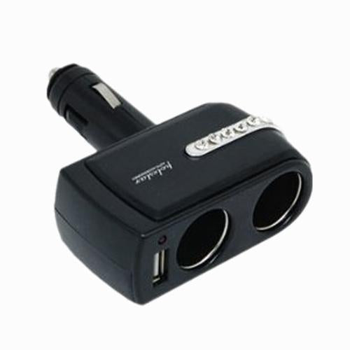 10X  Amico Black 2 Dual Socket Car Cigarette Charger w/ USB Port
