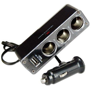 10X ! Black 3 Ways Multi Socket Car Cigarette Lighter Splitter USB Charger 12v Santa