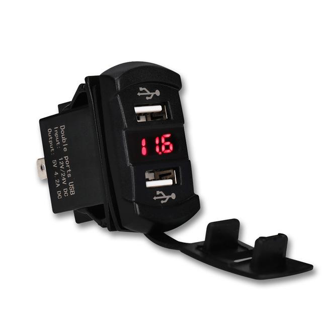 12-24V 4.2A Dual USB Port Phone Car Charger Socket Adapter LED Voltmeter for Car Boat Motorcycles Panel For iPhone Samsung