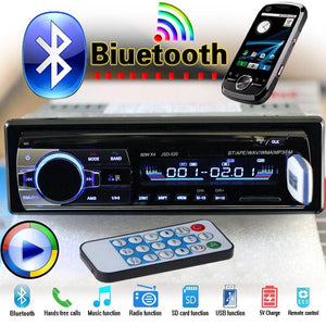 12V Bluetooth Car Radio Player Stereo FM MP3 Audio 5V-Charger USB SD AUX Auto Electronics In-Dash autoradio 1 DIN NO DVD JSD 520