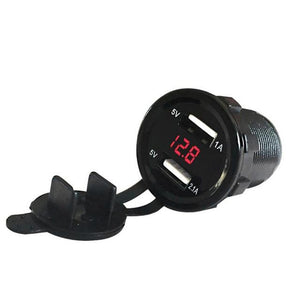 12V Car Motorcycle 3.1A Dual USB Charger Socket Voltage Voltmeter Switch Panel