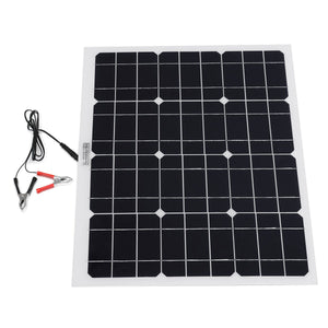 30W 12V/5V DC USB Solar Panel Monocrystalline Solar Charging Panel With Alligator Clip