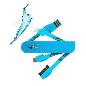 3 in 1 DC 41 Universal USB Charger Compatible For All Smartphones Swiss Army Knife Design Blue