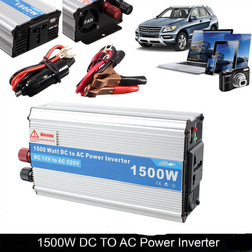 1500W Car Power Inverter DC 12V to AC 220V Power Charger Converter Car Inverter Adapter for Electronic Products