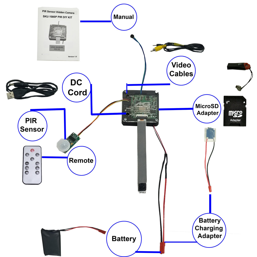 DO-IT-YOURSELF 1080P PIR SENSOR CAMERA KIT - FREE 16GB MICROSD CARD!