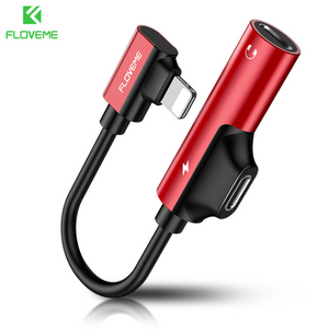 FLOVEME 2 In 1 Audio Adapter Charging Converter For Iphone X Xs 7 8 XR Charger Jack Splitter Headphone USB Adapter