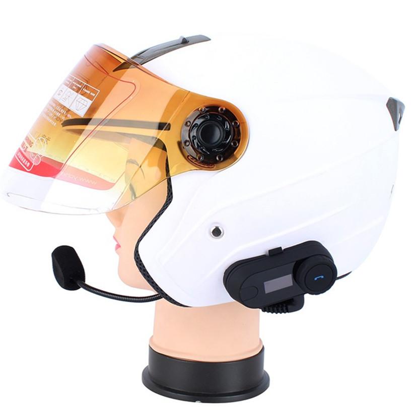 1PCS T-COMSC Bluetooth Motorcycle Helmet Intercom Headset BT Interphone Stereo Earphones For 2 Riders with LCD Screen +FM Radio
