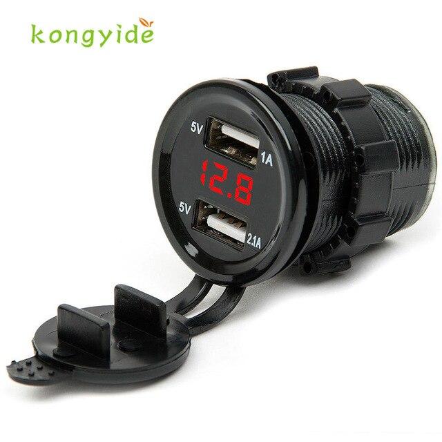 2018 hot sale car-charger 12V DC Motorcycle Car 3.1A Dual USB LED Charger Socket Voltage Voltmeter Panel Auto car-styling