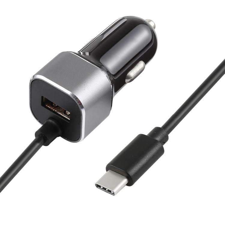 AMZER 2 in 1 USB Type-C 2.4A USB Car Charger Adapter for Nintendo Switch - Black