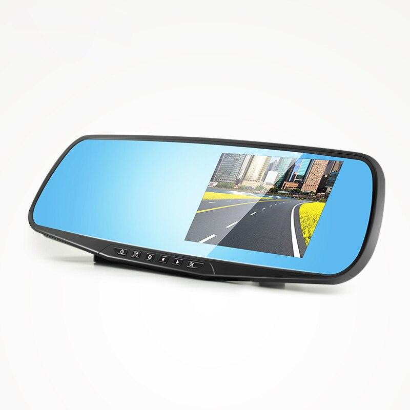 2PCS wholesale Car Camera Rearview Mirror Car Dvrs Dual Lens Dash Cam Recorder Video Registrator reversing camera