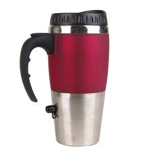 16Oz Electronic Travel Cup Warmer W/Usb Charger (Silver/Red)