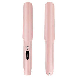 2 In 1 Hair Straightener And Curler With Plus 3D Ceramic Flating Panel Makes Hair Smooth Brilliance, Wireless Usb Chargable Digital Control For Women Curly Long Short Thick Fine Wavy Hair (Pink)