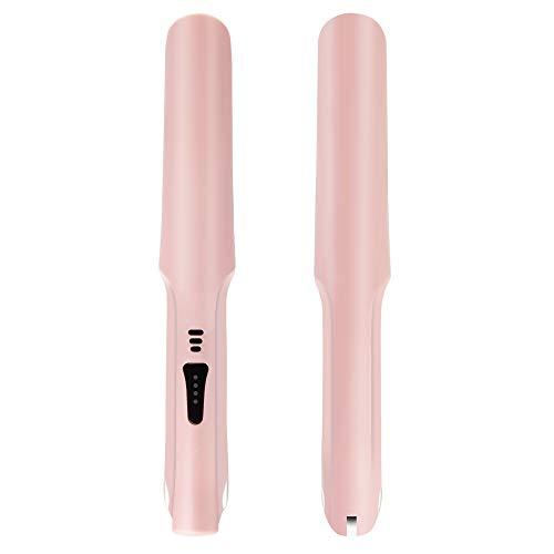 2 In 1 Hair Straightener And Curler With Plus 3D Ceramic Flating Panel Makes Hair Smooth Brilliance, Wireless Usb Chargable Digital Control For Women Curly Long Short Thick Fine Wavy Hair (Pink)