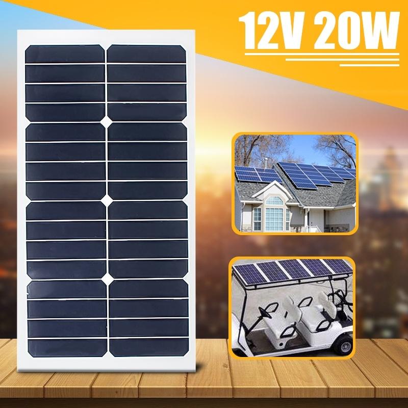 20W 12V Monocrystal Solar Panel Semi Flexible Solar Cells Poly Solar Module Battery Charger for Car Boat  Planting Street Lamp