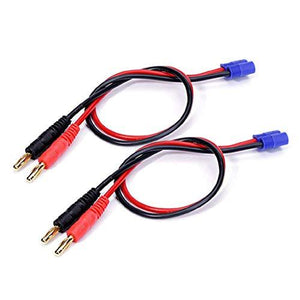 2 Pcs Ec3 Connector Male To 4Mm Bullet Banana Plugs 16Awg Lead Adapter Cable For Rc Battery Charger