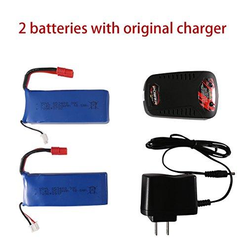 2 Pcs 7.4v 2500mah Lipo Battery For Syma X8 X8C X8W X8G X8HD X8HW X8HG RC Quadcopter Parts Drone Battery with Original Charger