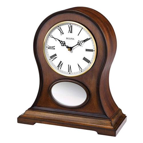 Bulova Bluetooth Mantel Clock - Brookfield Brown Cherry Stain White Dial | B6217