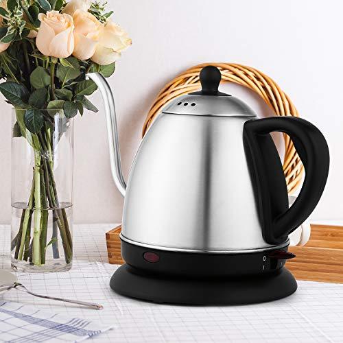 1Liter Stainless Steel Electric Kettle 1000W Fast Boil Teapot For Pour Over Coffee And Tea