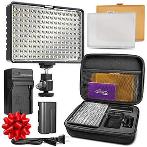 Altura Photo 160 LED Video Light for DSLR Camera and Camcorder Complete Kit - Ultra Bright Dimmable with Battery, Charger, Filters, and Carry Case (Canon, Nikon, Panasonic, Sony, Samsung, Olympus)