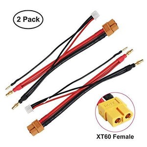 2Pcs Female Xt60 To 4.0Mm Bullet Banana Connector With 2.0Mm Bullet Banana With 2S Lipo Jst-Xh Balance Plug For Rc Car Drone Lipo Battery
