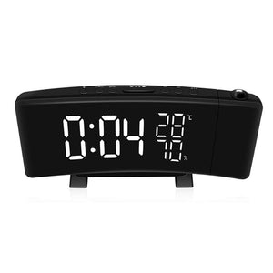 Dim Projection Clock, Digital LED Projector Alarm Clock Radio Time Projecting Alarm Clock with Indoor/Outdoor Thermometer, USB Charger, Dual Alarm Clocks for Bedrooms, DC Operated