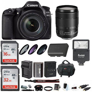 Canon EOS 80D Digital SLR Camera with 18-135mm f/3.5-5.6 IS USM Lens + 48GB SDHC Memory + External Flash + 67mm Filter Kit + Spare Battery & Charger + DSLR Bag + Full Accessory Bundle