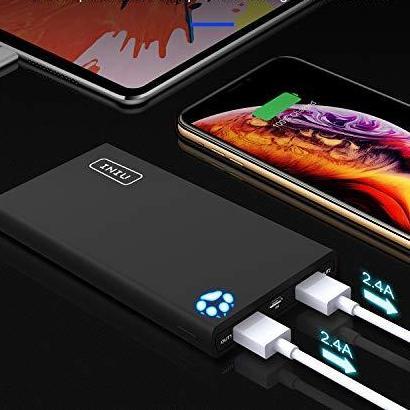 Compact 10,000mAh High Speed 2-Port Power Bank with Flashlight