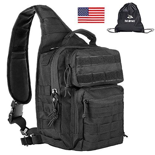 2Cl Direct Tactical Sling Bag Pack Military Rover Shoulder Tactical Sling Backpack Small Assault Pack Army Molle Bug Out Bag Backpacks + Tactical Usa Flag Patch &Amp; Storage Sack