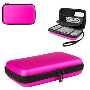 1Pcs Nintendo 3Ds Xl Case With 8 Game Holders ,Hongfa Replacement Hard Case For Nintendo New 3Ds Xl ,New 3Ds , 3Ds Xl ,(Pink) Hard Cover - Mesh Accessory Pouch - Carrying Strap