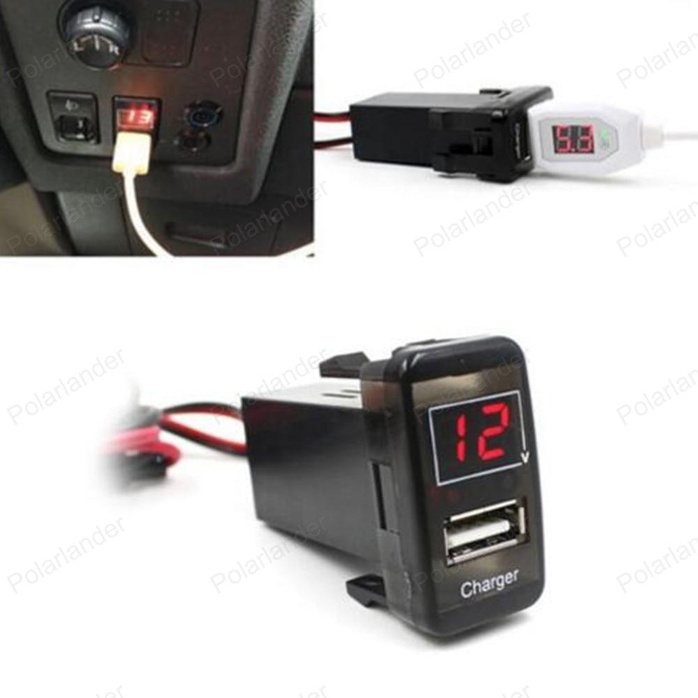 5V 2.1A Dashboard USB Charger digital Display Voltmeter with Wire Auto cell Phone Car Charger For T/OYOTA V/IGO Only Blue
