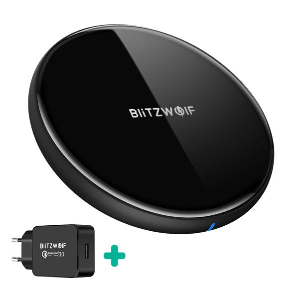 BlitzWolf@ BW-FWC4 5W 7.5W 10W Fast Wireless Charger Charging Pad+BW-S5 QC3.0 18W USB Charger