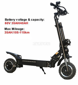 60V 35AH/40AH Double Drive 1600W*2 Off-road Electric Scooter Skateboard Foldable E Scooter 11 inch Wheel Max Mileage 120-130km