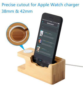 Discover iputy charging station usb charging stand bamboo wood mobile phone holder w 3 usb ports charging dock compatible apple watch38mm 42mm iphonex 8 8plus 7 7plus se 6s 6 other smartphone