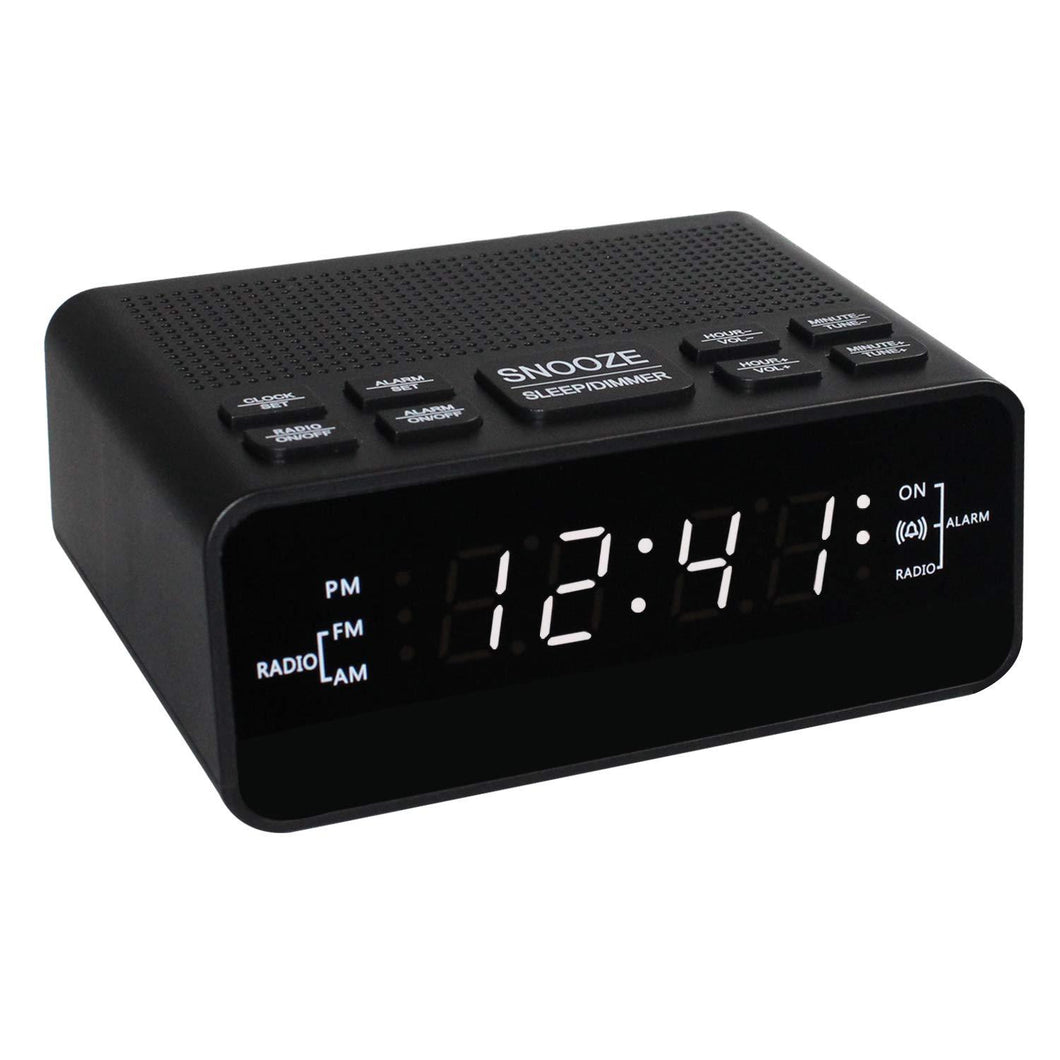 Digital Alarm Clock, USB Alarm Clock Radio with USB Charging Port, FM Radio, Sleep Timer, 0.6” LED Display, Dimmer and Snooze for Bedrooms White LED