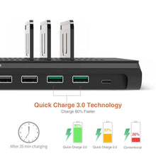 Load image into Gallery viewer, Cheap alxum usb charging station fast 120w 10 port phone docking station organizer with smart ic 2 quick charge 3 0 type c desktop charger dock for multi devices iphone samsung galaxy xiaomi ipad