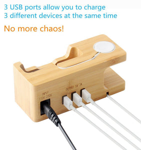 Cheap iputy charging station usb charging stand bamboo wood mobile phone holder w 3 usb ports charging dock compatible apple watch38mm 42mm iphonex 8 8plus 7 7plus se 6s 6 other smartphone