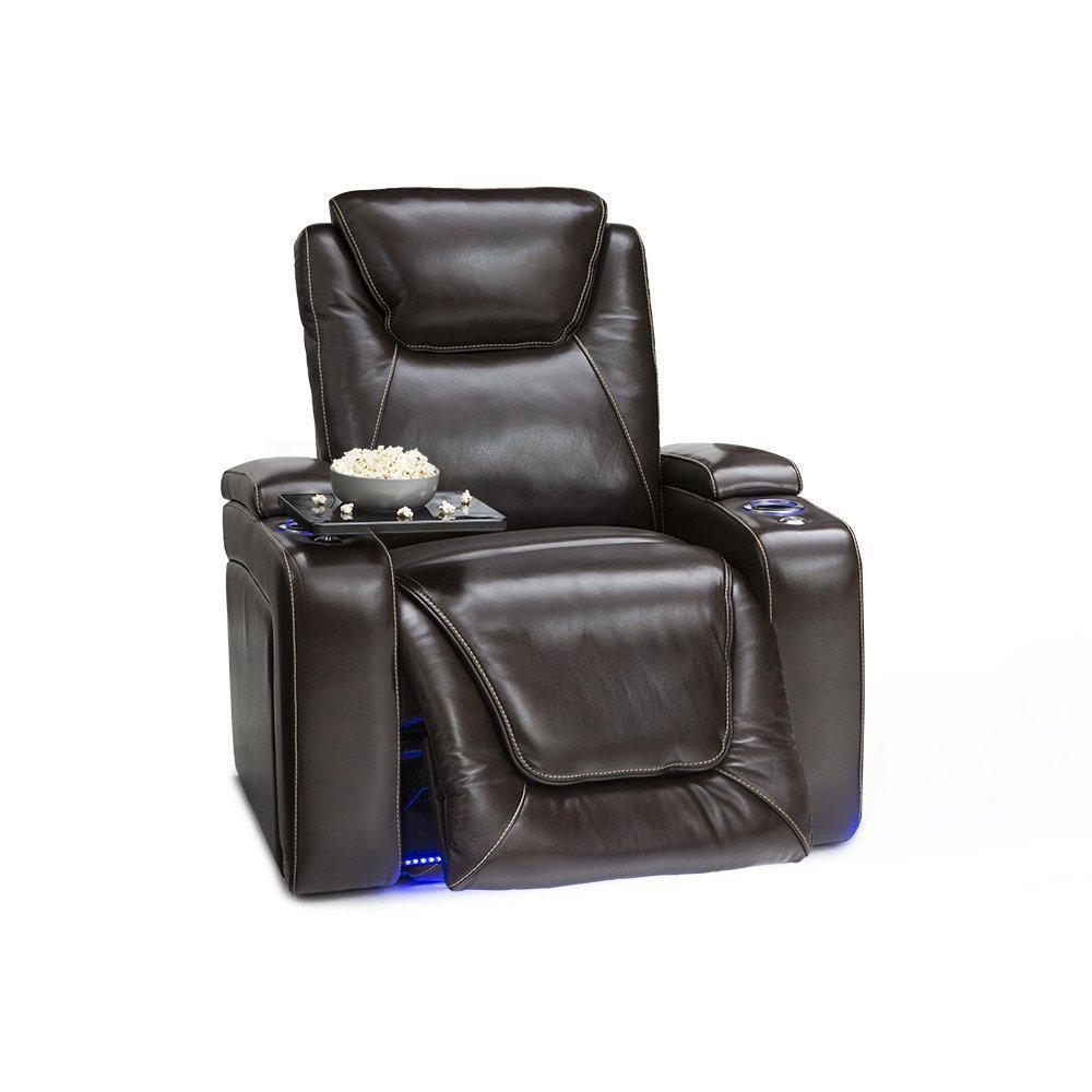 Select nice seatcraft equinox home theater seating leather power recliner adjustable power headrest adjustable powered lumbar support usb charging storage soundshaker lighted cup holders brown