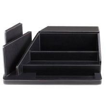 Load image into Gallery viewer, Shop here g u s all in one charging station valet and desktop organizer multiple finishes available for laptops tablets phone and wearable technology black leatherette