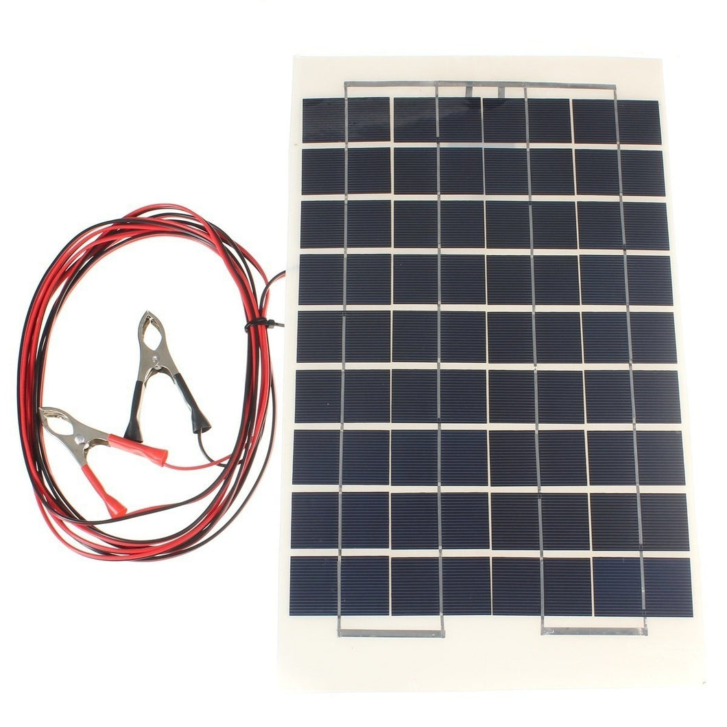 10W 12V PolyCrystalline Cells Solar Panel Cell Charger Module with 2 Alligator Clips and 4m Cable