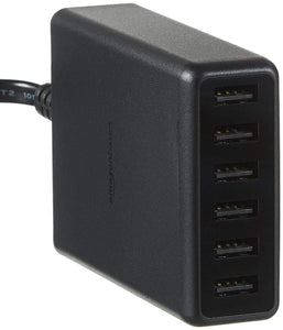 Basics 60W 6-Port USB Wall Charger - Black