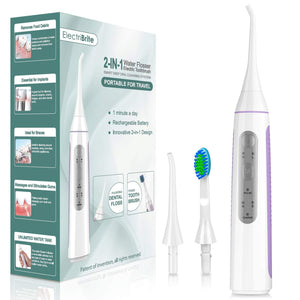 2-In-1 Water Dental Flosser & Electric Toothbrush - Upgrade Cordless Rechargeable Water Floss And Toothbrush Combo Set With 3 Modes, 2 Timer, Portable Ipx7 Waterproof Oral Irrigator For Travel & Home