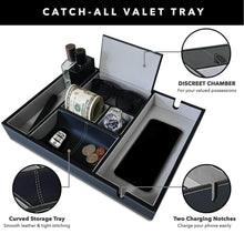 Load image into Gallery viewer, Related amiglo valet tray for men phone charging station edc table desk bedside nightstand organizer premium quality large capacity leather valet box for watch money keys accessories wallet