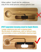 Load image into Gallery viewer, Buy now iputy charging station usb charging stand bamboo wood mobile phone holder w 3 usb ports charging dock compatible apple watch38mm 42mm iphonex 8 8plus 7 7plus se 6s 6 other smartphone